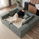 104-Inch Corduroy  Modular L Shaped Sectional Sofa,Luxury Floor Couch Set,Upholstered Indoor Furniture,Foam-Filled Compressed Sofa for Living Room,Bedroom,4 PC Free Combination