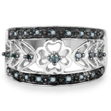 0.31 Carat Genuine Blue Diamond .925 Sterling Silver Ring