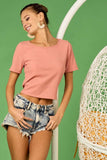 BiBi Rib Knit with Back Cross and Tied Detailed Top