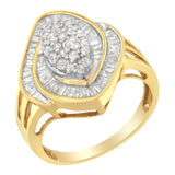 10K Yellow Gold Diamond Cluster Ring (3/4 Cttw, J-K Color, I2-I3 Clarity) - Size 6