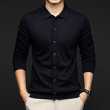 Mens Casual Commuter-style Solid-color Wool Sweater