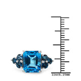 4.72 Carat Genuine Swiss Blue Topaz & London Blue Topaz .925 Sterling Silver Ring