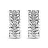14K White Gold 1/4 Cttw Lab Grown Diamond Leafy Wreath Hoop Earrings (F-G Color, VS1-VS2 Clarity)