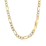 4.0mm 14K Yellow Gold Solid Pave Figaro Chain