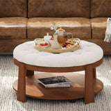 Modern Large Round Ottoman Coffee Table 2-Tier