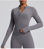 Womens Quick-Dry Long-Sleeve Yoga Wear For Europe And The US