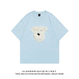 Cotton Plush Puppy Embroidered Short Sleeve