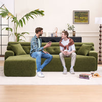 105' Modula Compression Sponge L-Shaped, Chesterfield-Inspired Design, No-Assembly Chenille Couch, 30D High-Density for Living Room, Bedroom, Apartment.Green.
