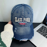 Monochrome Three-dimensional Letter Embroidered Frayed Beveled-edge Washed-out Vintage Style Casual Baseball Cap Suitable For Outdoor Entertainment