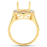 0.42 Carat Genuine White Diamond 14K Yellow Gold Semi Mount Ring - holds 11x9mm Oval Gemstone