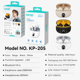KP-205 In-Stock Digital Display Bluetooth Earbuds High Quality Audio In-Ear Design Low-Latency Gaming Ultra Long Battery Life Factory Direct