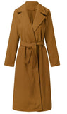 Woolen Coat Simple Fashion V-neck Lace Up Long Coat For Women