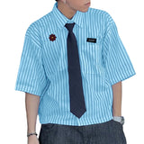 Loose-fitting Cropped Mens Striped Short-sleeve Shirt