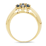 14K Yellow Gold Plated 0.98 Carat Genuine Blue Diamond .925 Sterling Silver Ring