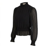 Lucy Paris Clip-Dot Peplum-Hem Top, Size Large