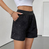 Versatile Wide-leg Bootcut Pants With A Stretchy Elastic Waist, Crafted From Shimmering Coarse Wool And Glossy Silk