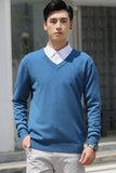 Mens Loose-Fit V-Neck Sweater Thick And Warm Knitted Top