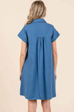 Mittoshop Twill Short Sleeve Collared Mini Dress