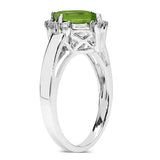 2.01 Carat Genuine Peridot & White Topaz .925 Sterling Silver Ring