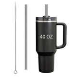 Linsaner 1 Pack 12" Reusable Straw and 1 pack 13" Cleaning Brush Perfect Replacement for Stanley Cup 40 oz for Stanley Straw for Stanley Cup Accessories for Stanley Accessories(Translucent Black)