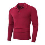 Fashionable Lapel-Neckline Buttoned Casual Pullover Base-Layer Knit Sweater
