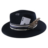 Wool Felt With Feathers Fallwinter Flat-brim Jazz Hat