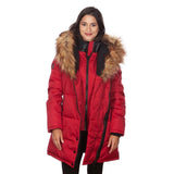 Celsius Women's Faux Fur Hooded Biker Style Puffy Coat