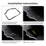 Acrylic Center Console Card Key Holder for Model 3/Y | Gloss Black | Anti-Slip