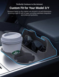 Center Console Cup Holder with Storage for Model 3/Y | Food-Grade Silicone | 2-Slot