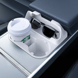 Center Console Cup Holder with Storage for Model 3/Y | Food-Grade Silicone | 2-Slot
