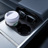 Center Console Cup Holder with Storage for Model 3/Y | Food-Grade Silicone | 2-Slot