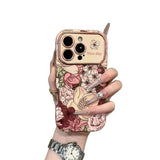 Retro Oil Painting Flower Designed Leather Phone Case