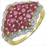14K Yellow Gold Plated 2.08 Carat Genuine Ruby .925 Sterling Silver Ring