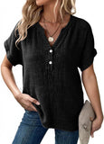 Women's Casual Button-up Short-sleeve Top