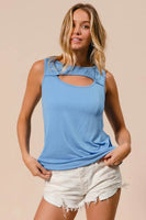 BiBi Rayon Span Knit With Cut Out Front Sleeveless Top