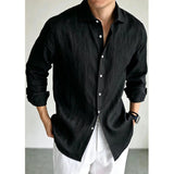 Mens Navy Blue Linen Fashionable Casual Shirt