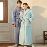 Autumn And Winter Thickened Cotton Velvet Nightgown Men's Winter Plus-sized Plus Size Light Luxury Couple Bathrobe Women's Extended Pajamas