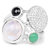 5.90 Carat Genuine Multi Stone .925 Sterling Silver Ring