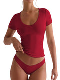 V-neck Short-sleeve Yoga Top For Workouts
