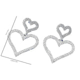 Chic Double Heart Rhinestone Stud Earrings