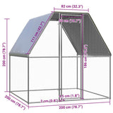 Chicken Cage Silver and Gray 6.6'x6.6'x6.6' Galvanized Steel