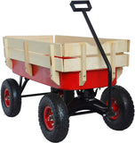 Children Outdoor Wagon All Terrain Pulling with Wood Railing Air Tires
