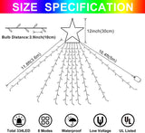 Christmas String Lights with 317 LED Star Hanging Twinkle Fairy Curtain Lights