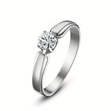 Classic 4-prong Set Round Zirconia Ring For Women