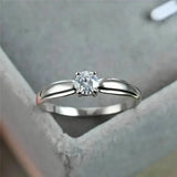 Classic 4-prong Set Round Zirconia Ring For Women
