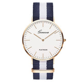 Classic Fashion Stripe Nylon Band Women Watch Top Luxury Brand Men Quartz Wrist Watch Lady Watch Montre Femme Horloge Saat Clock