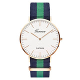 Classic Fashion Stripe Nylon Band Women Watch Top Luxury Brand Men Quartz Wrist Watch Lady Watch Montre Femme Horloge Saat Clock