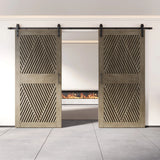 Diamond Pattern Double Door Barn Door Kit | Black Barn Door Hardware