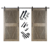 Diamond Pattern Double Door Barn Door Kit | Black Barn Door Hardware