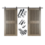 Vertical Slat Double Door Barn Door Kit | Black Barn Door Hardware